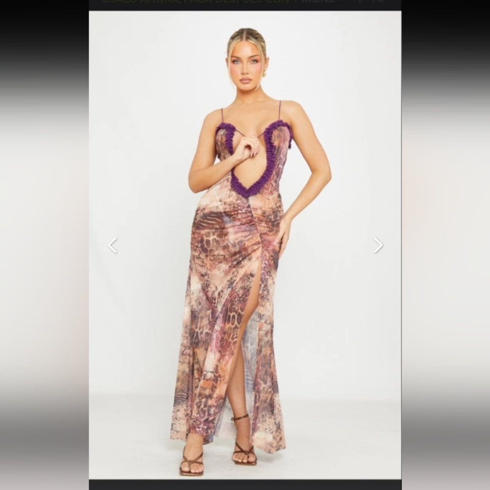 Elegant Backless Dress in Purple and Brown - Picture 4 of 10
